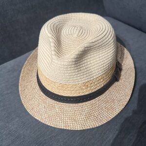Men's Cream and Tan Fedora Hat Azulu